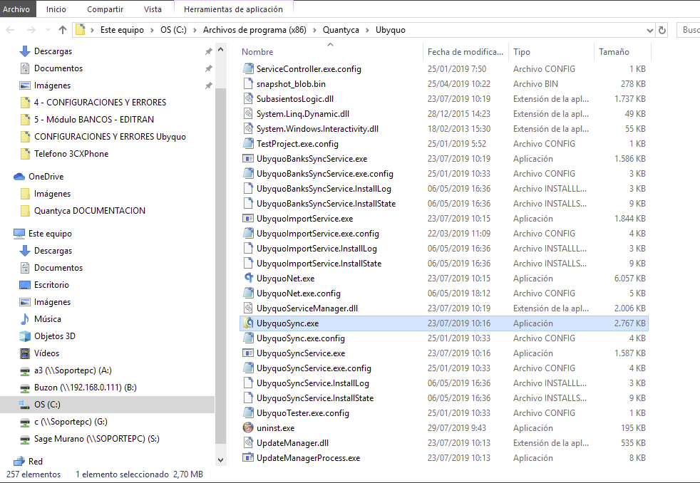 UbyquoSync.exe file in the Ubyquo installation folder