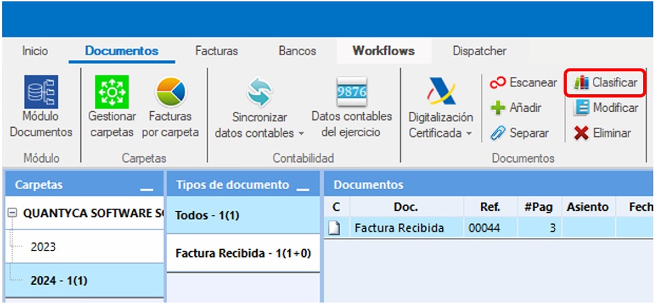 Módulo Documentos - Cambiar documentos de empresa o ejercicio en Ubyquo
