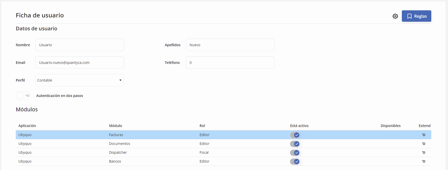Crear usuarios y configurar reglas de permisos en Ubyquo