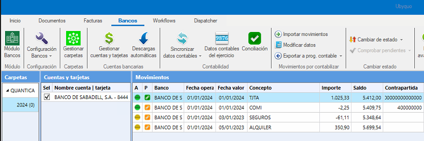 Módulo Bancos - Despuntear un efecto en Ubyquo