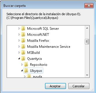 Selecting the Ubyquo installation folder