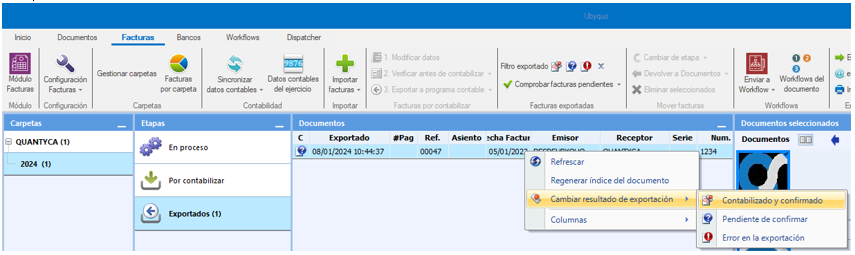 GRUPO CASTILLA - Exportation de factures depuis Ubyquo via Excel