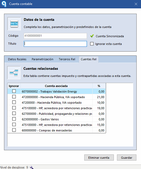 Módulo Facturas - Ubyquo no asigna las cuentas automáticamente