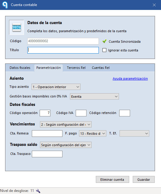 Número de dígitos y nivel de desglose del plan contable en Ubyquo