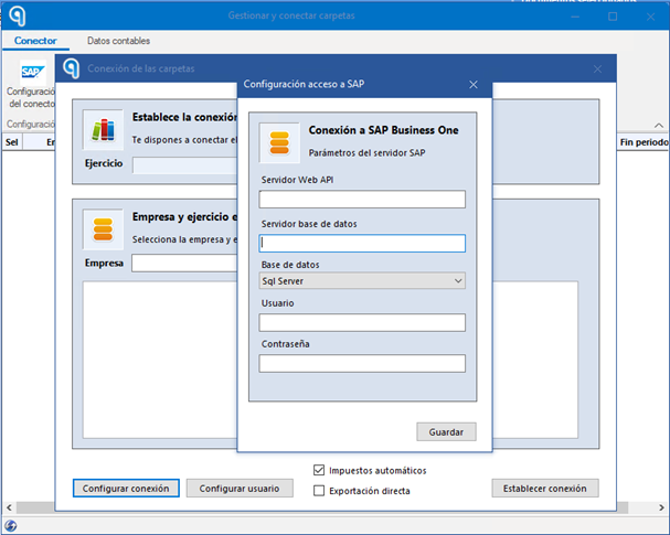 SAP BUSINESS ONE - Datos necesarios para conectar Ubyquo